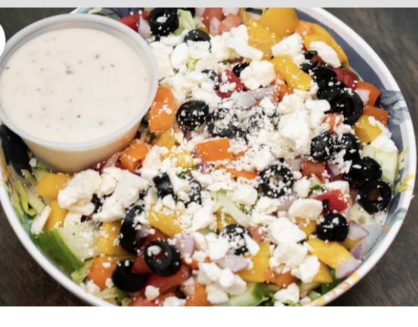 Order Greek Salad food online from Gingersnaps Coffehouse & Cafe store, Terre Haute on bringmethat.com