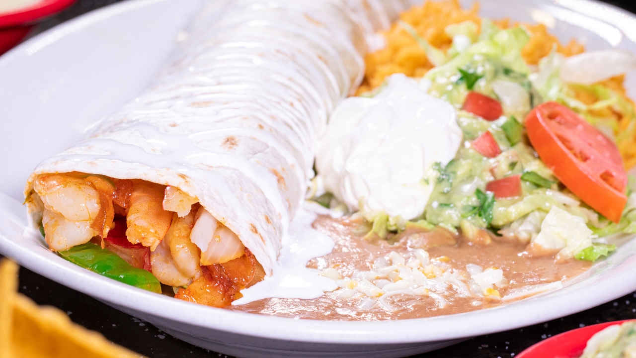 Order Seafood Burrito food online from Casa Grande store, South Point on bringmethat.com