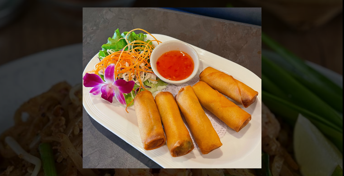 Order 4. Vegetarian Egg Rolls food online from Thonglor Thai Bistro store, San Mateo on bringmethat.com