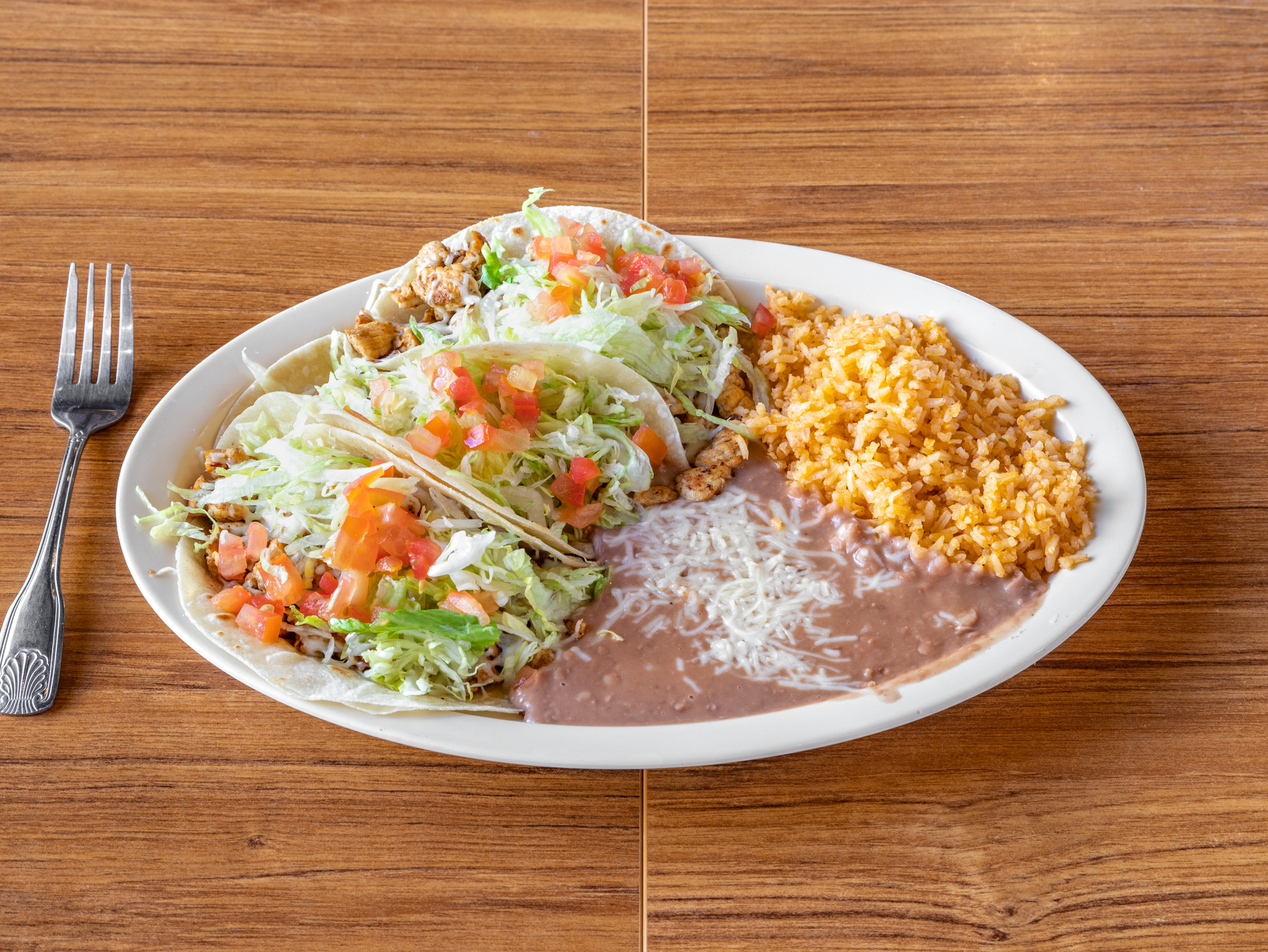 Order 3 Tacos Plate food online from Rudy Mexican Grill store, Mesa on bringmethat.com