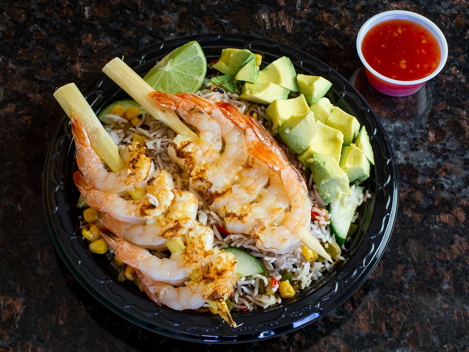 Order Grilled Shrimp Rice Bowl food online from E Fresh store, New Hyde Park on bringmethat.com