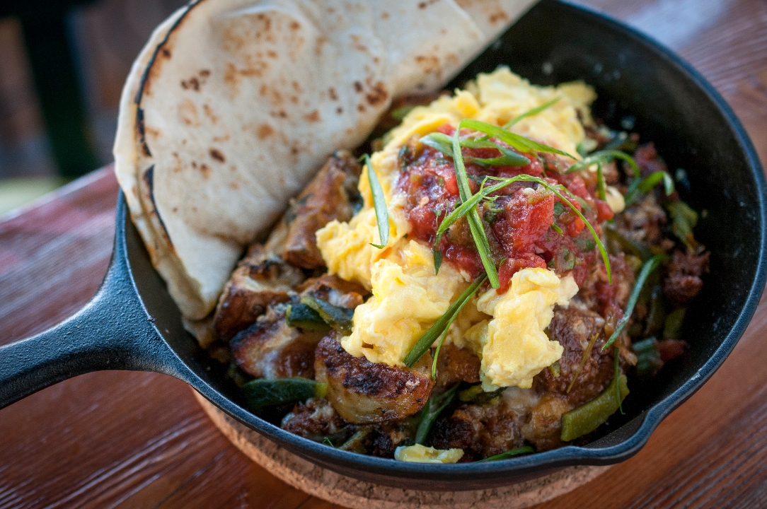 Order Chorizo + Egg Skillet food online from Cactus Restaurant store, Seattle on bringmethat.com