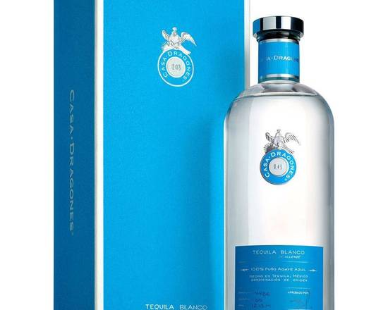 Order Casa Dragones Tequila Blanco, 750mL bottle (40% ABV) food online from Moby Liquor store, Los Angeles on bringmethat.com