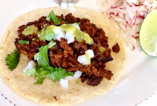 Order Plant-based Chorizo Tacos (Vegan) food online from Gringos & Mariachis store, Potomac on bringmethat.com