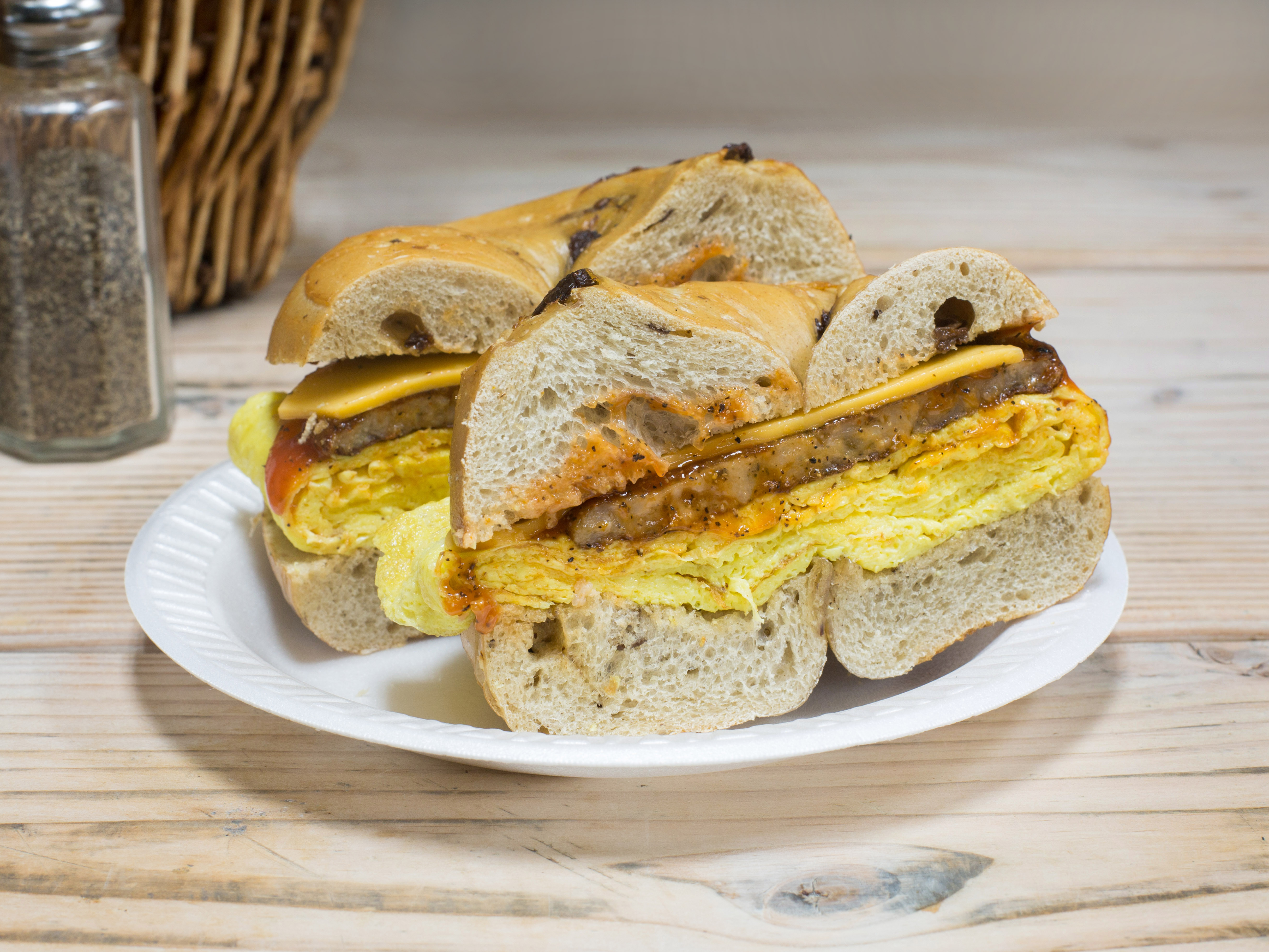 Order Egg, Meat and Cheese Sandwich food online from Bagel Bazaar store, Piscataway on bringmethat.com