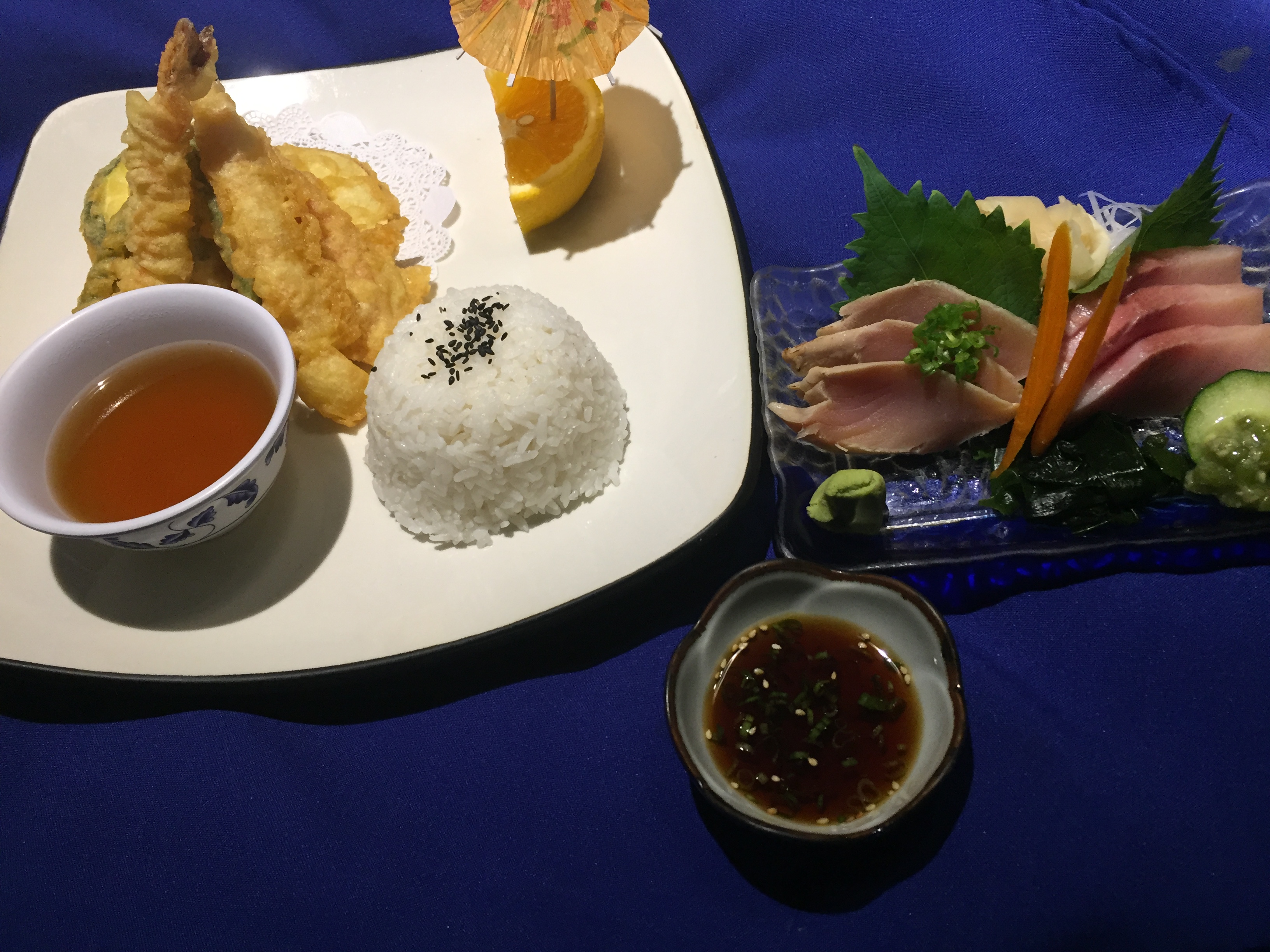 Order 3. Tempura and Sashimi Hyuga Dinner food online from Hyuga Sushi store, San Marcos on bringmethat.com
