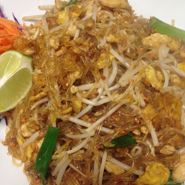 Order Pad Thai with Glass Noddles  food online from Foo Asian Grill & Bubble Tea store, Irving on bringmethat.com