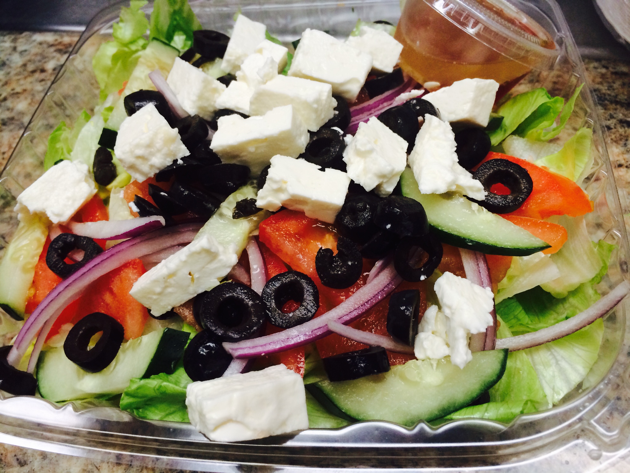 Order Greek Salad food online from Gusto Pizza store, Delmar on bringmethat.com