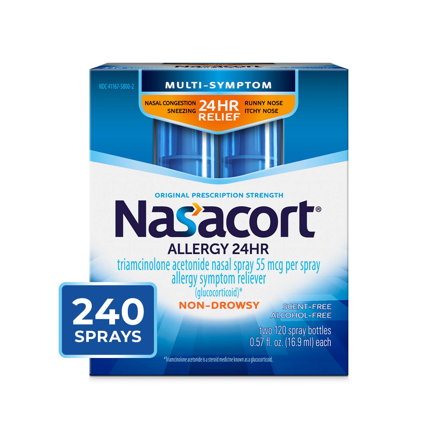 Order Nasacort 24HR Allergy Nasal Spray - Non-drowsy, 0.57 fl oz, 2 pk food online from Rite Aid store, MILLER PLACE on bringmethat.com