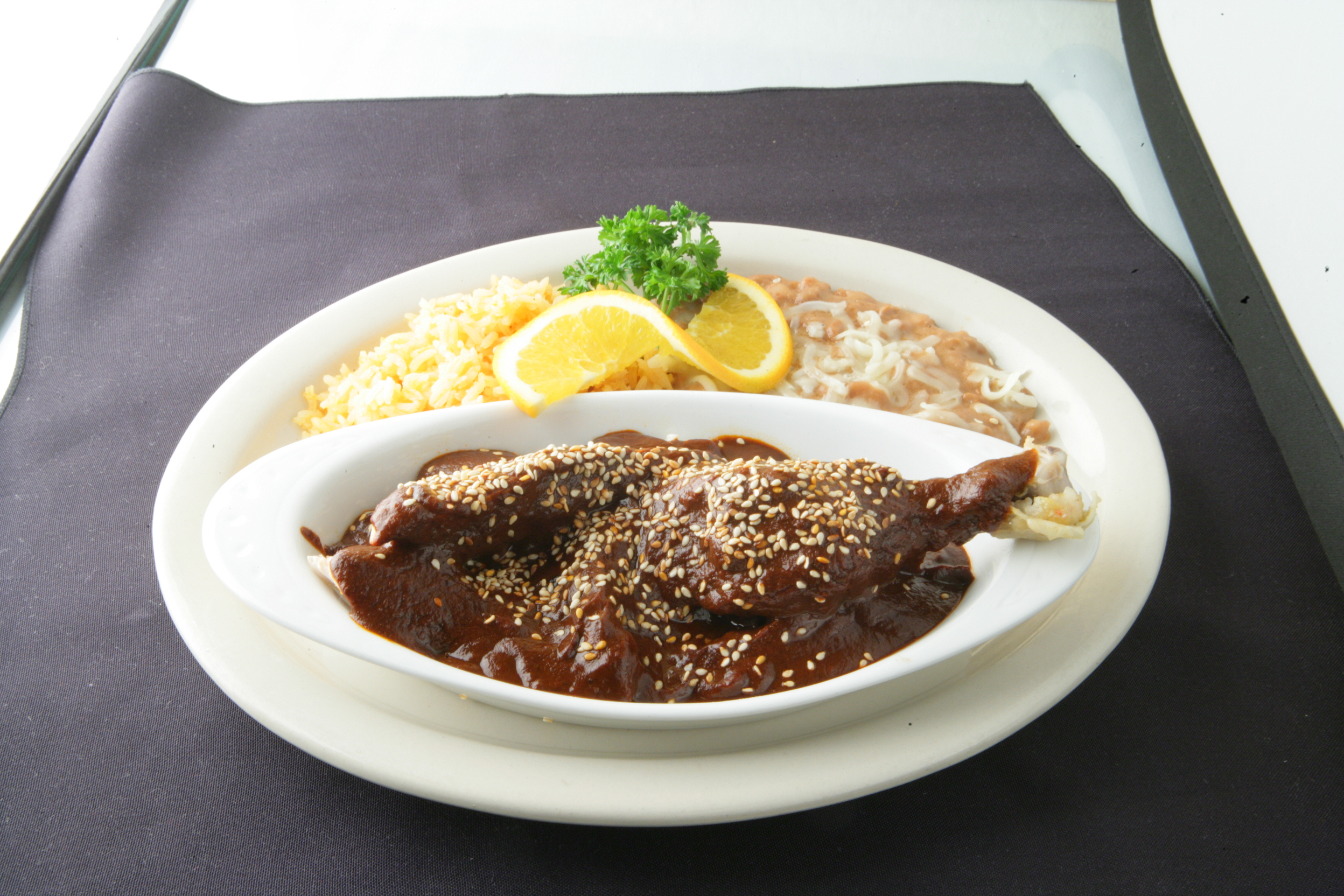 Order #87. Chicken Mole Plate food online from Chapala Mexican Restaurant store, Brentwood on bringmethat.com