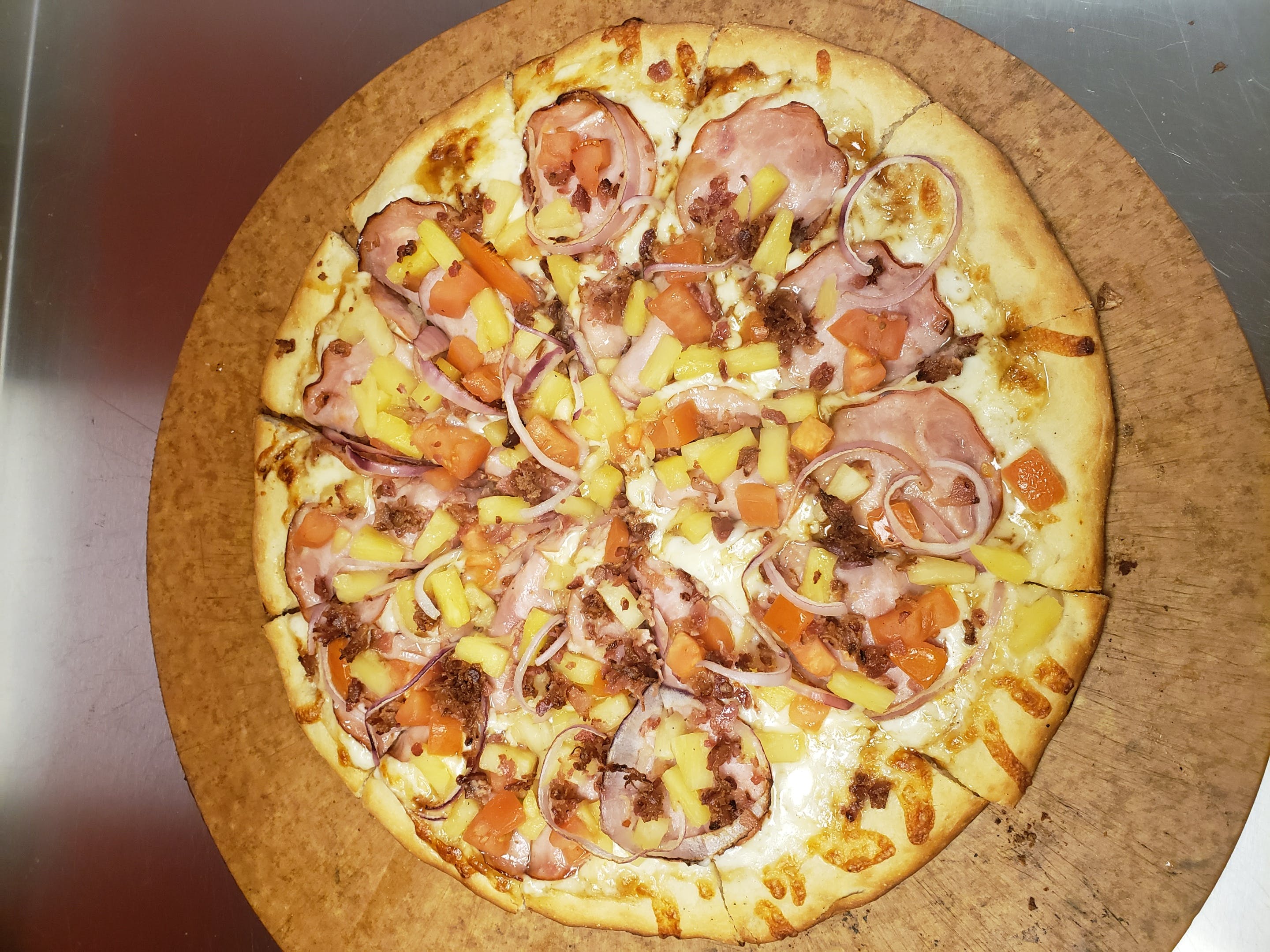 Order Maui Sunset Pizza - Small 10" food online from Pizza Stone store, Roseville on bringmethat.com