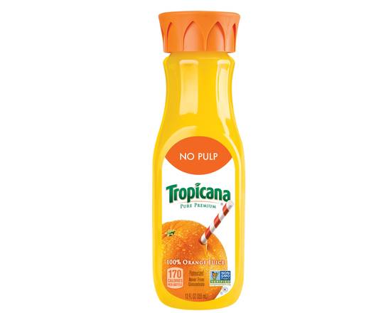 Order Tropicana No Pulp Orange Juice 12 oz food online from Frais Cafe store, Norristown on bringmethat.com