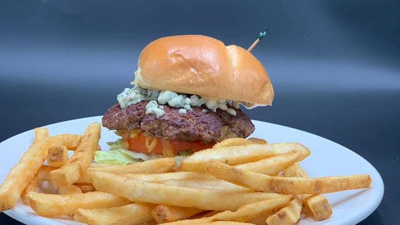Order BACON BLUE CHEESE BURGER food online from Flynn's Eats store, Richfield on bringmethat.com