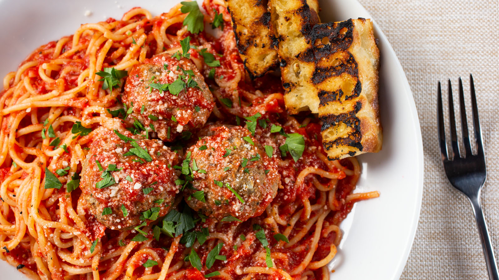 Order Spaghetti and Meatballs food online from Tj Woodfire Pizza store, San Clemente on bringmethat.com
