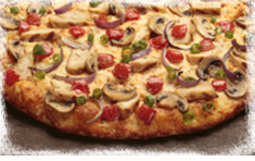 Order Chicken and Garlic Gourmet Pizza food online from Round Table Pizza store, San Francisco on bringmethat.com