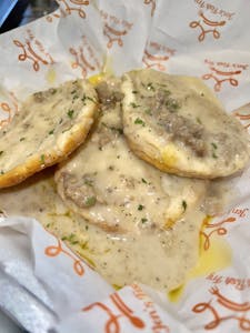 Order Sausage Gravy Biscuit food online from Jen Fish Fry store, Fayetteville on bringmethat.com