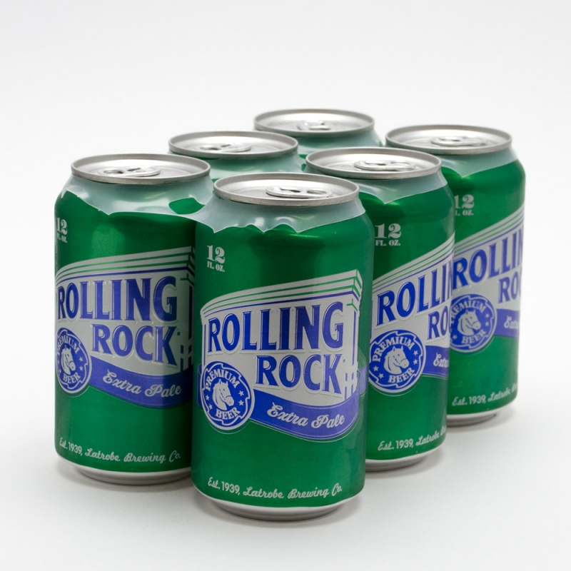 Order Rolling Rock Extra Pale Beer 6 pack cans food online from Mirage Wine & Liquor store, Palm Springs on bringmethat.com