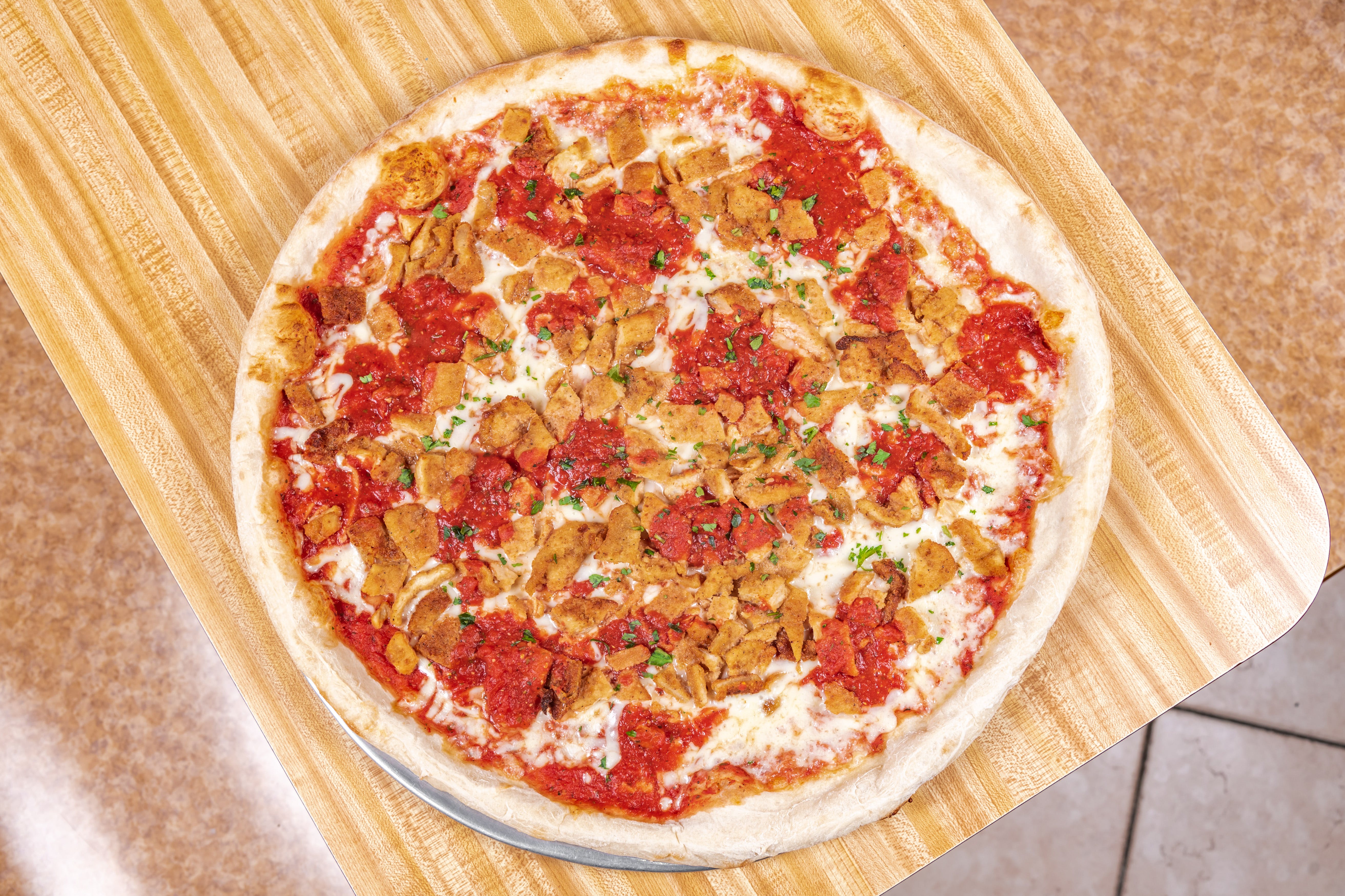 Order Chicken Parm Pizza - Small 14" food online from Riuniti Pizzeria & Restaurant store, Carteret on bringmethat.com