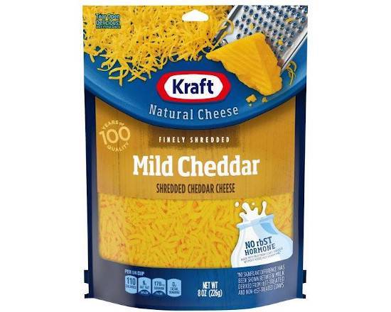 Order Kraft Finely Shredded Mild Cheddar Cheese (8 oz) food online from Urban Value Corner Store store, Dallas on bringmethat.com