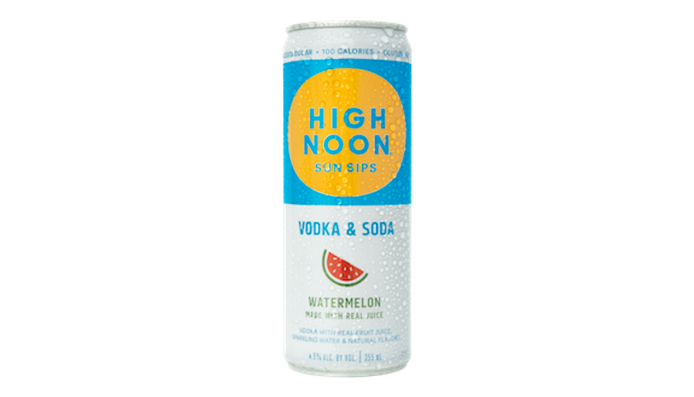 Order High Noon Sun Sips Vodka & Soda Watermelon 355mL Aluminium Can food online from Ocean Liquor store, South Pasadena on bringmethat.com