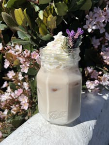 Order Iced Lavender Clouds Tea Latte food online from Zebra House Coffee store, San Clemente on bringmethat.com