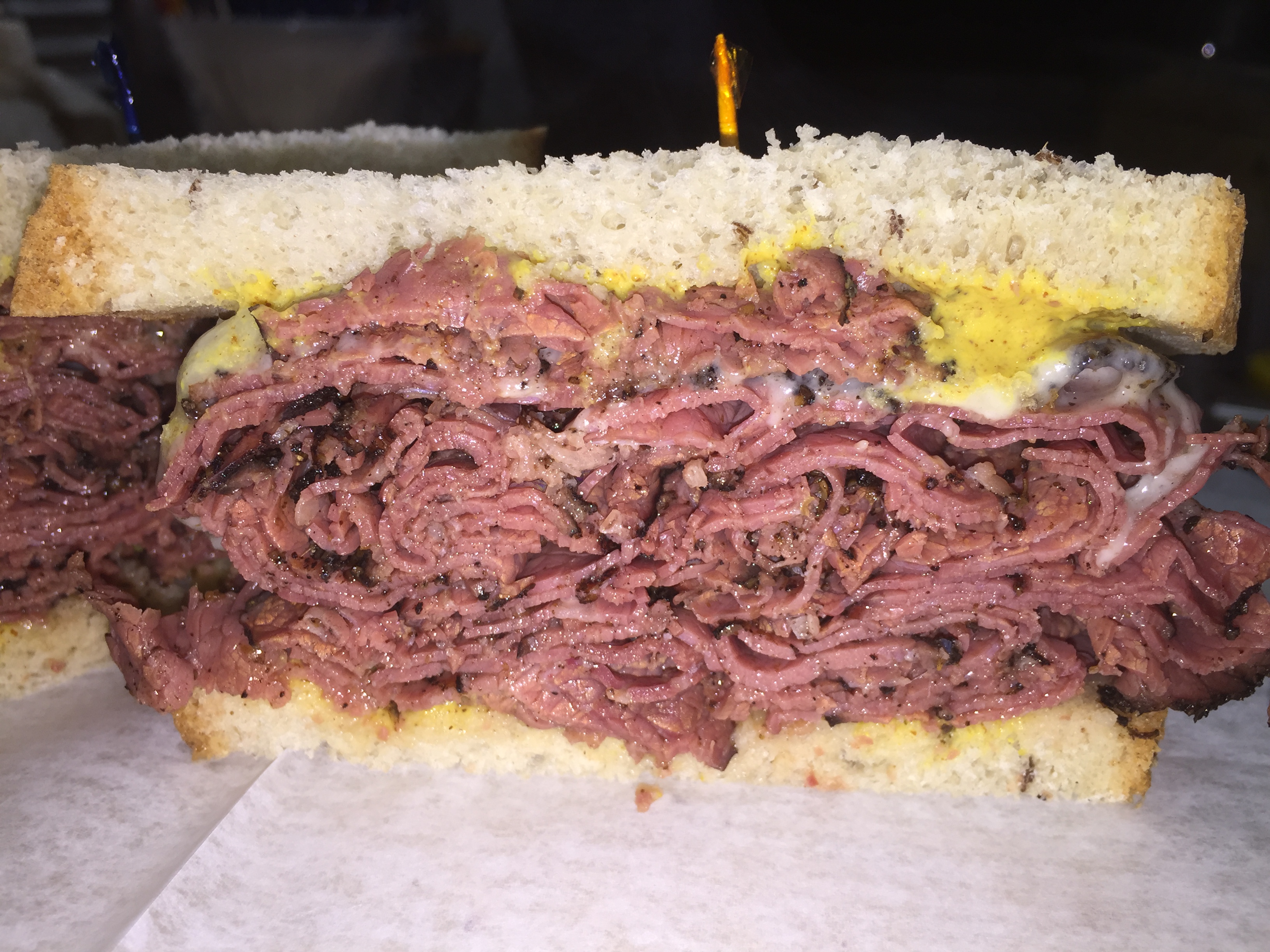 Order Hot Lean Pastrami  Sandwich food online from The Beef Brothers Deli & Catering store, Ellicott City on bringmethat.com