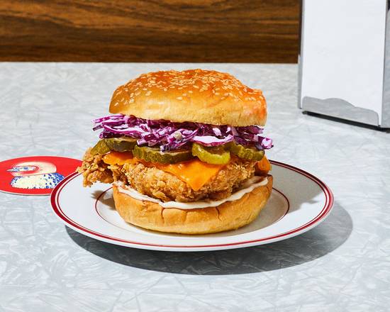 Order The OG With Cheese Fried Chicken Sandwich food online from Cluck Shoppe store, Riverside on bringmethat.com