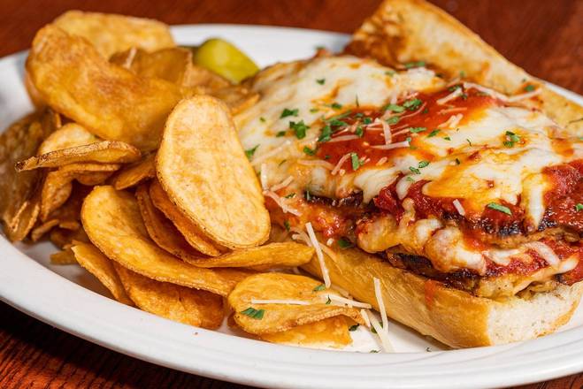 Order Eggplant Parmesan Sandwich food online from Moretti's Ristorante and Pizzeria store, Lake in the Hills on bringmethat.com