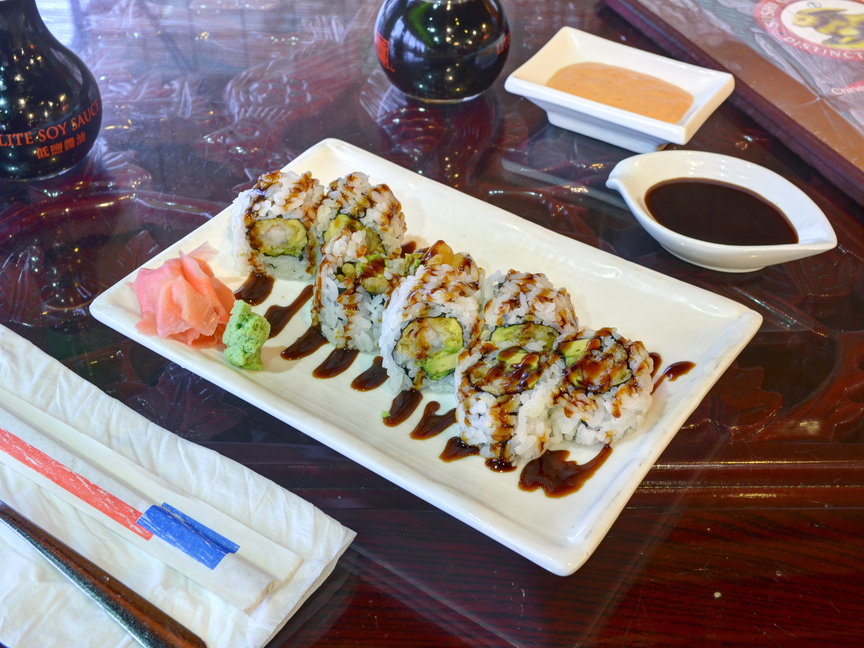 Order Shrimp Tempura Roll food online from Sushi China Cafe store, Morrow on bringmethat.com