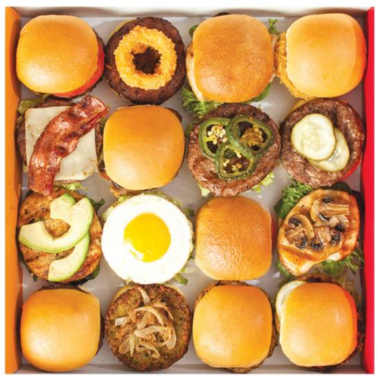 Order Party Box (16 Mini Burgers) food online from Burgerim store, Danville on bringmethat.com