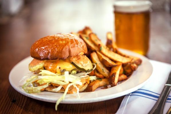 Order The Basic Burger food online from Skillet Diner store, Seattle on bringmethat.com