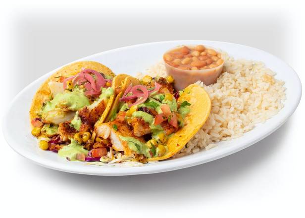 Order CAJUN FISH TACO COMBO food online from California Fish Grill store, Fountain Valley on bringmethat.com