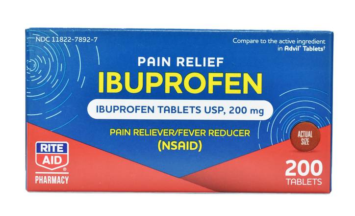 Order Rite Aid Ibuprofen Coated Brown Tablets (200 ct) food online from Rite Aid store, CONCORD on bringmethat.com