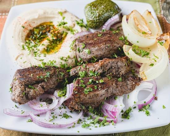 Order Beef Kebab Plate food online from Cafe Petra Express store, Baton Rouge on bringmethat.com