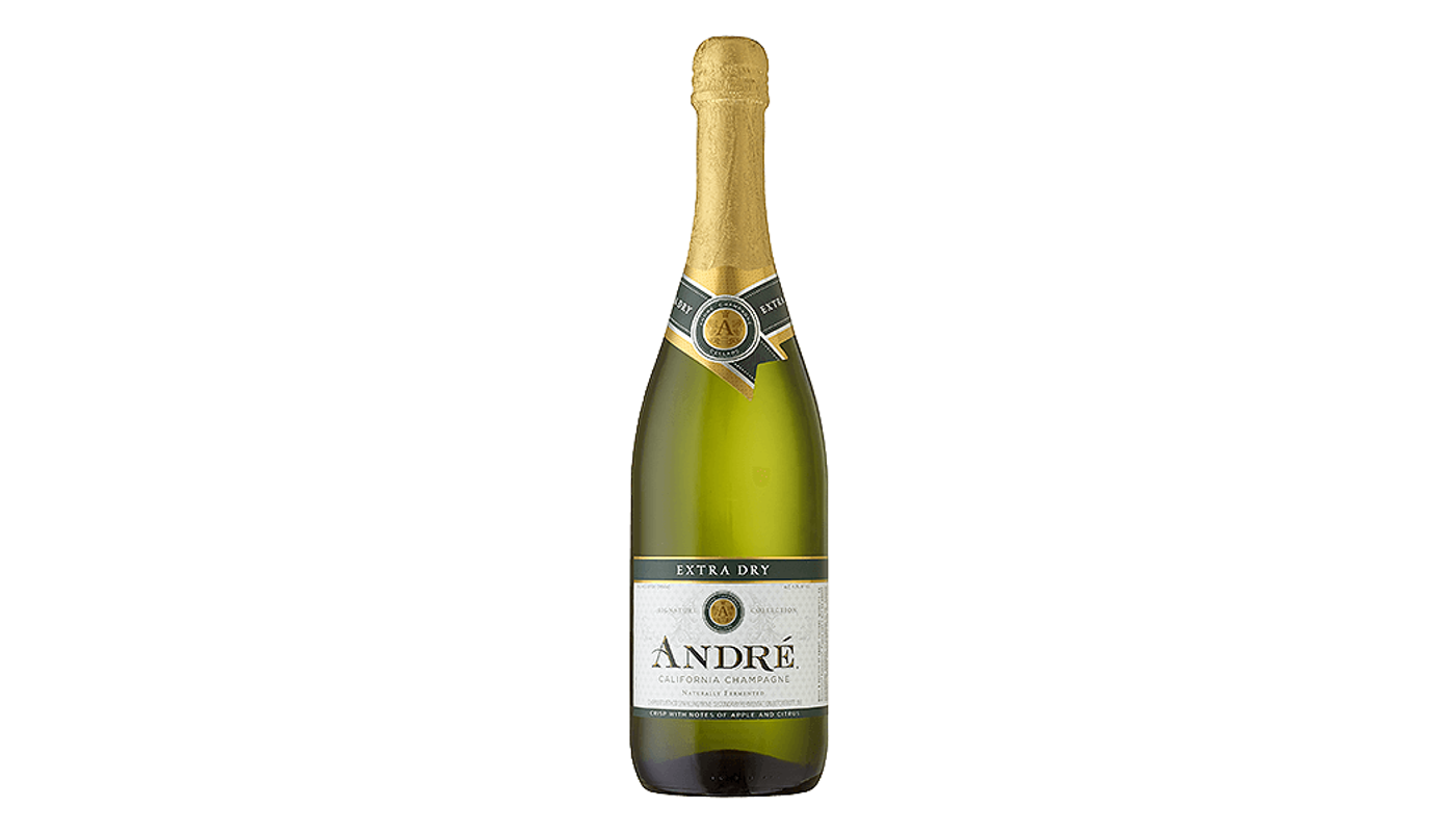 Order Andre Extra Dry Champagne Blend Sparkling Wine 750mL food online from House Of Cigar & Liquor store, Redondo Beach on bringmethat.com