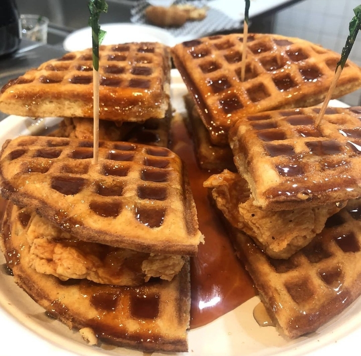 Order Chicken & Waffle Sliders food online from R & R Breakfast Spot store, Chino on bringmethat.com