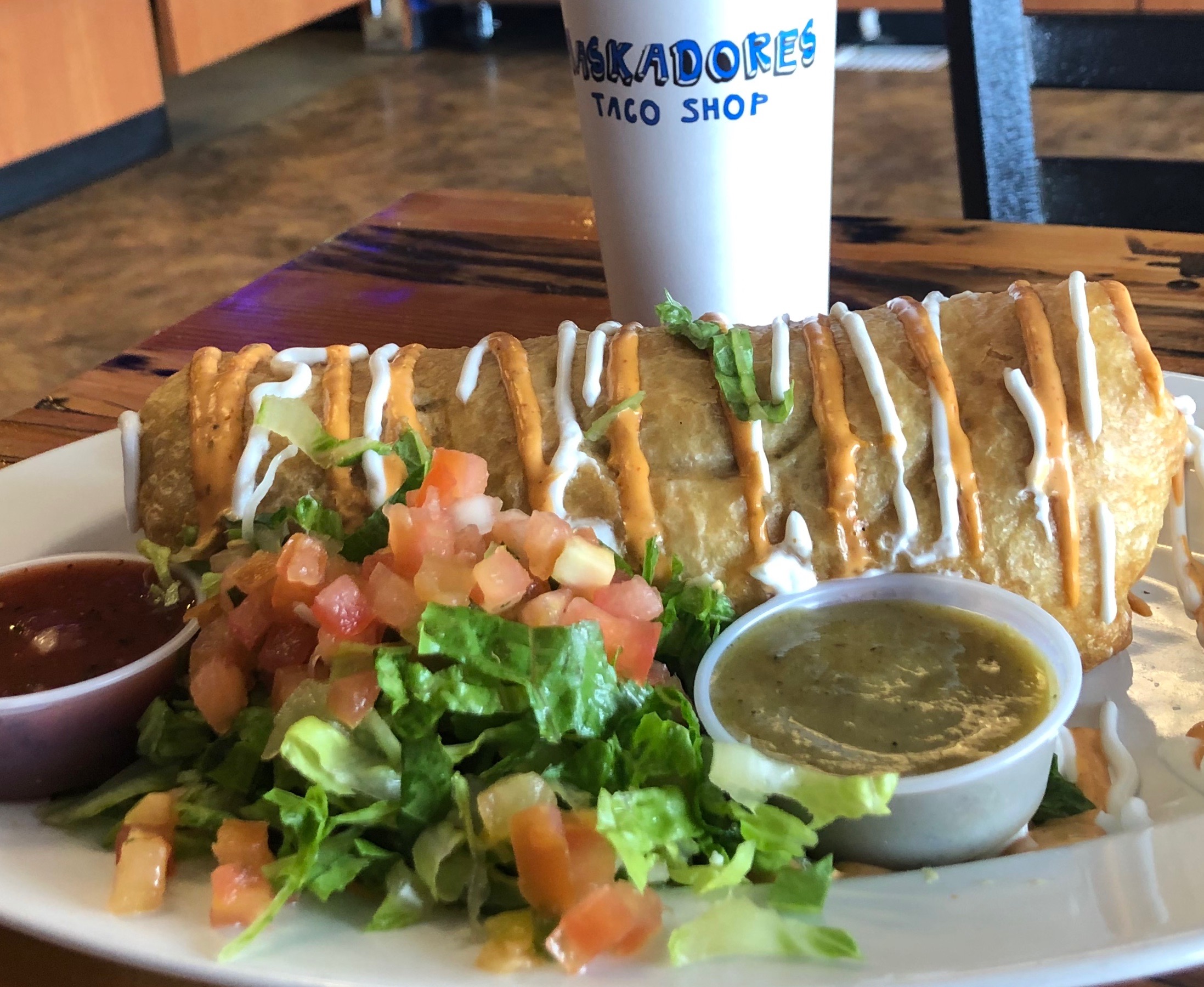 Order Chimichanga  food online from Maskadores Taco Shop store, Tempe on bringmethat.com