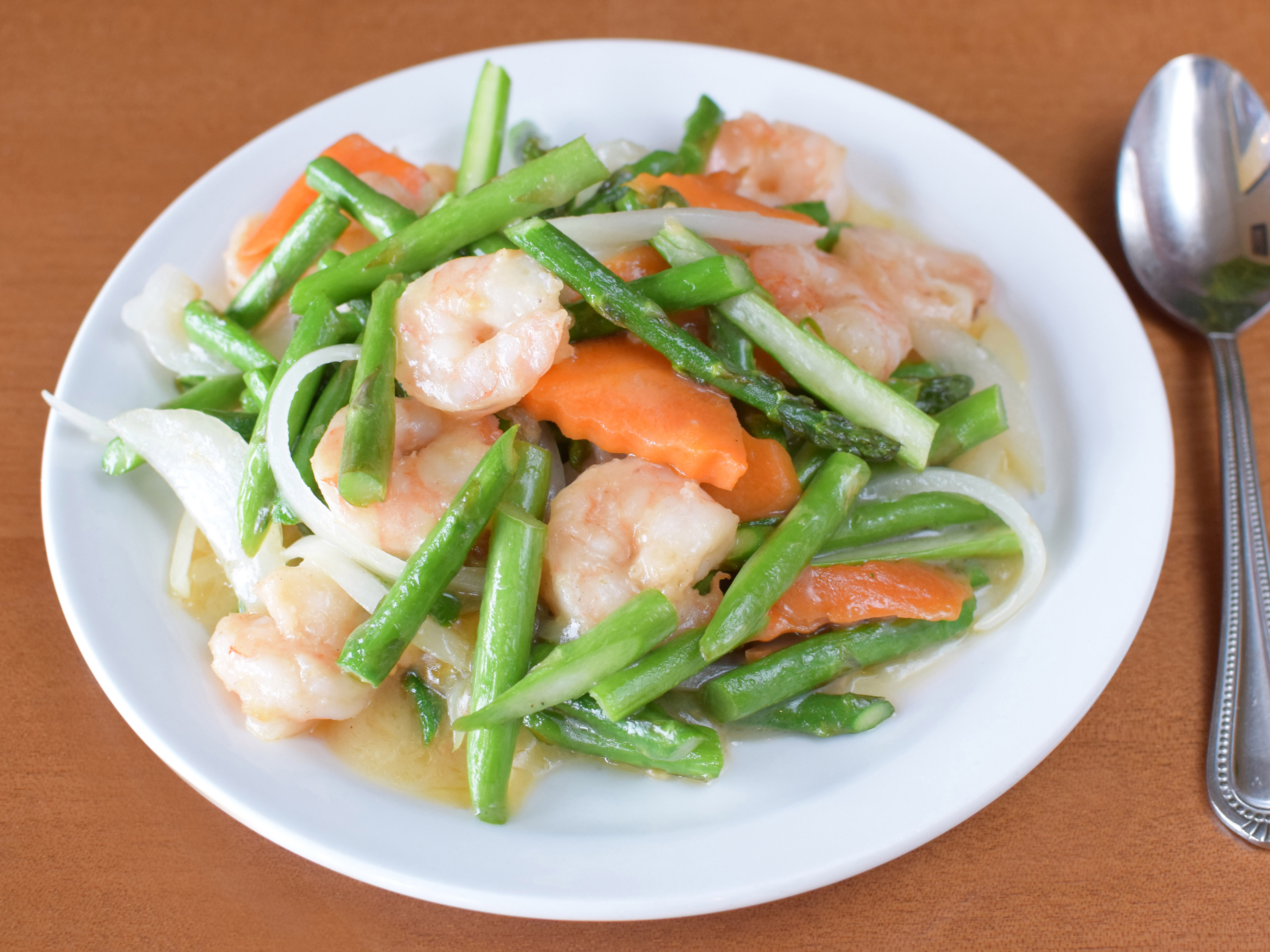 Order 10. Butter Shrimp Asparagus food online from Jasmine Garden Chinese restaurant store, Riverside on bringmethat.com