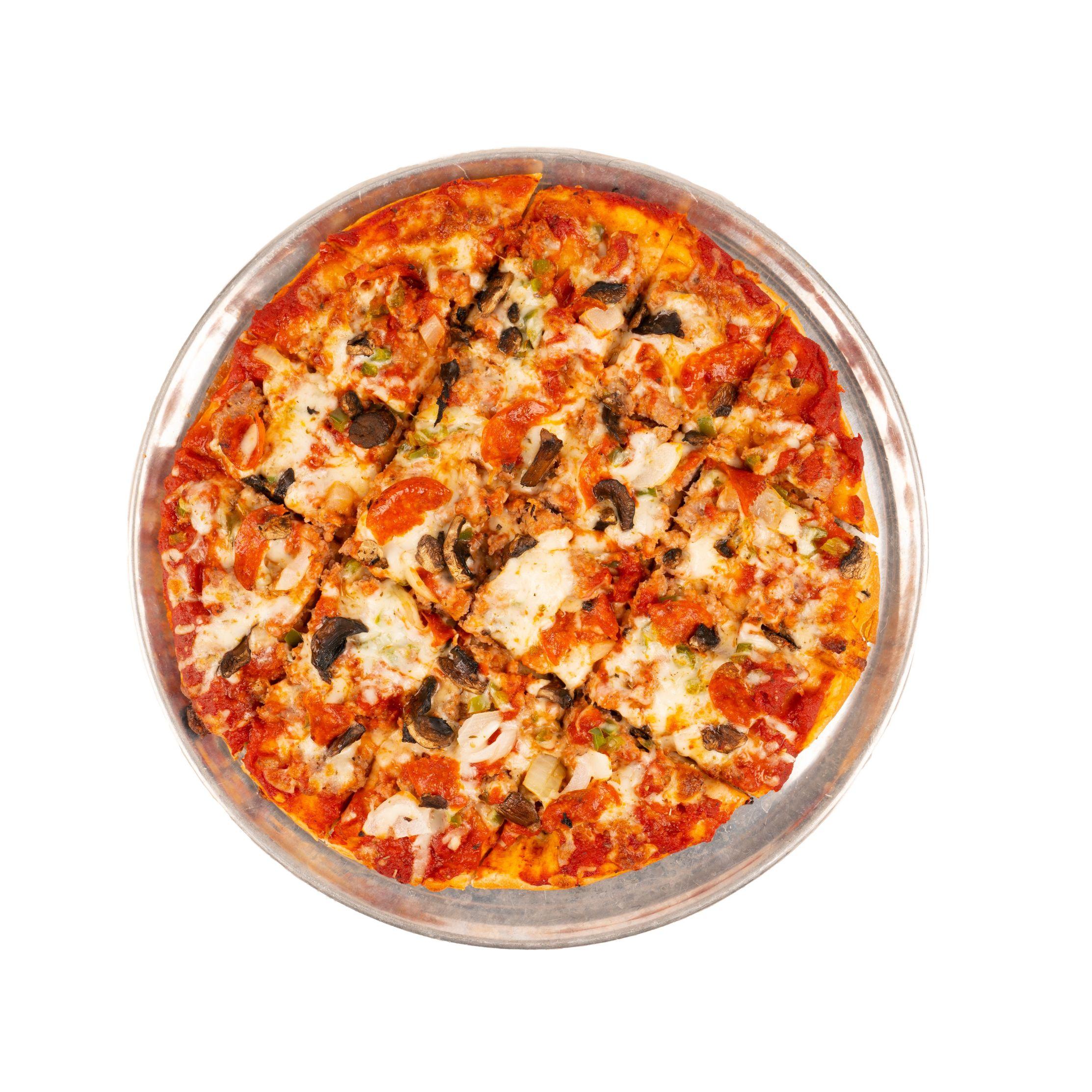 Order 12" Around the World food online from Exlines' Best Pizza In Town Bartlett store, Memphis on bringmethat.com