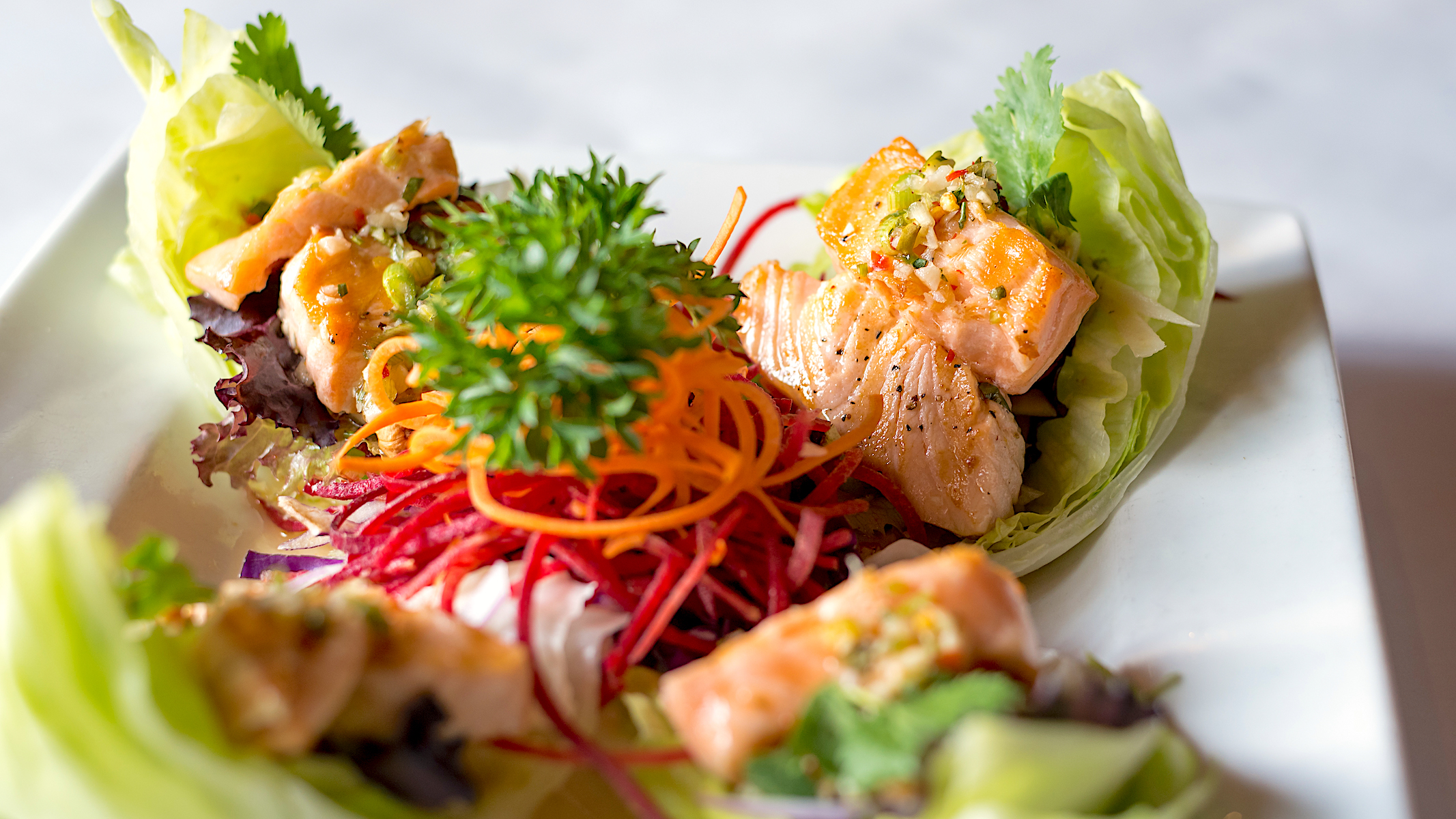 Order Mieng Salmon Salad food online from Shana Thai Restaurant store, Mountain View on bringmethat.com