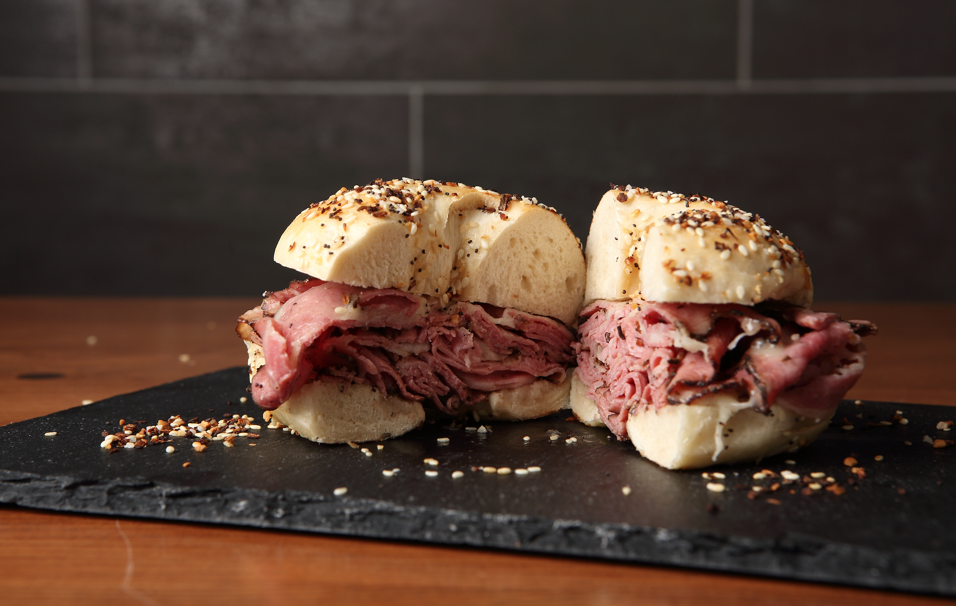 Order Regular Pastrami Sandwich food online from Barry Bagels - W. Dussel Dr. store, Maumee on bringmethat.com