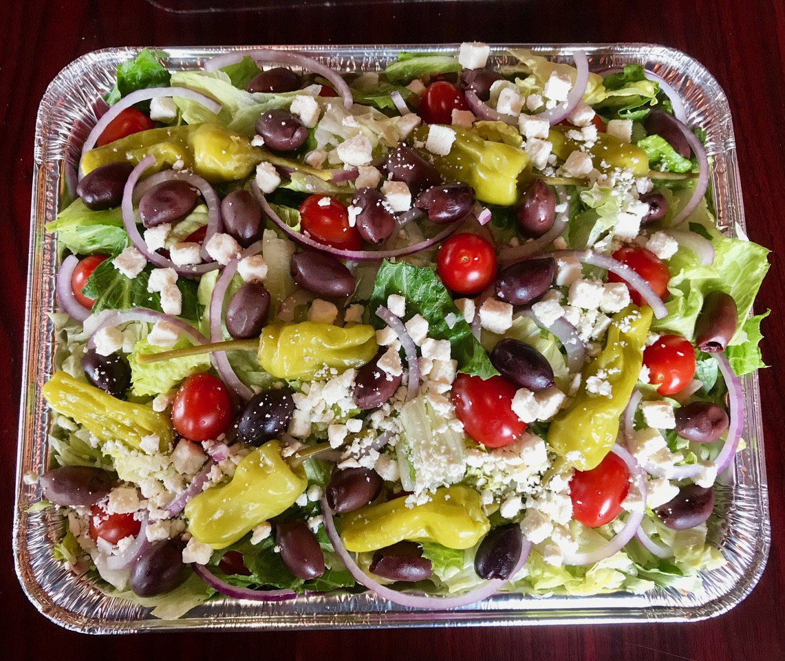 Order Catering Pan of Greek Salad (serves up to 8) food online from Johnny's New York Style Pizza store, Roswell on bringmethat.com