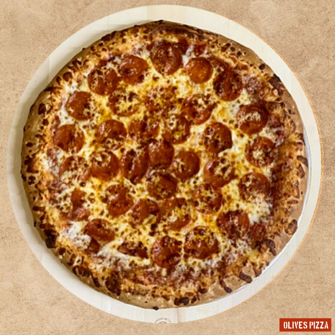 Order Big Cheese with One Topping - Large 14'' (8 Slices) food online from Olives Pizza Inc. store, Stafford on bringmethat.com