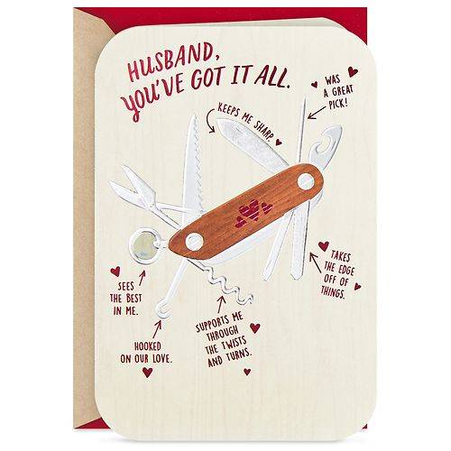 Order Hallmark Valentine's Day Card for Husband (Swiss Army Knife) S14 - 1.0 ea food online from Walgreens store, Raleigh on bringmethat.com