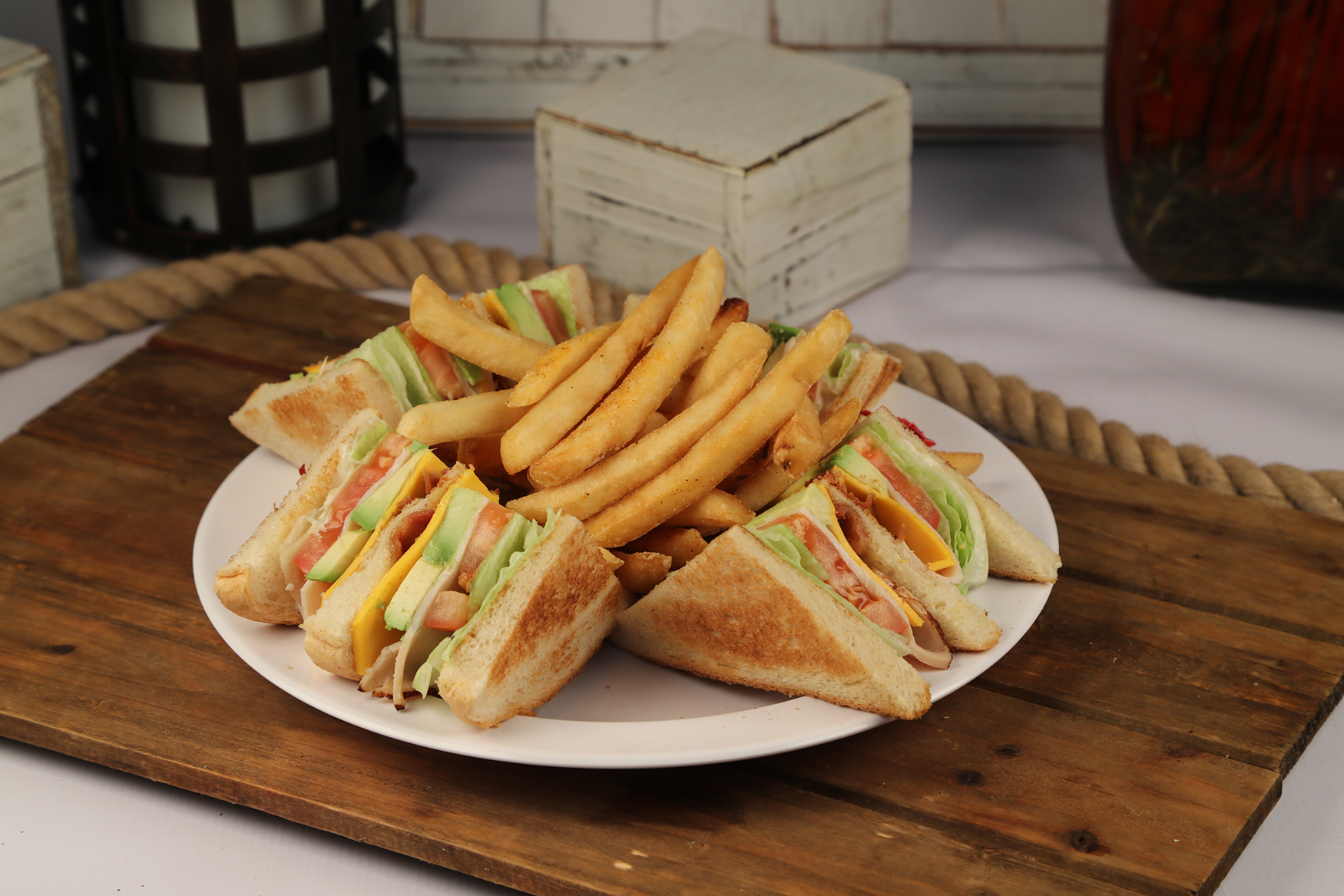 Order 66. Club Sandwich food online from Rodeo Mexican Grill store, Los Angeles on bringmethat.com