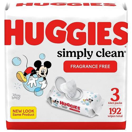 Order Huggies Simply Clean Baby Wipes Flip-Top Packs Fragrance-Free - 64.0 ea x 3 pack food online from Walgreens store, Waterbury on bringmethat.com