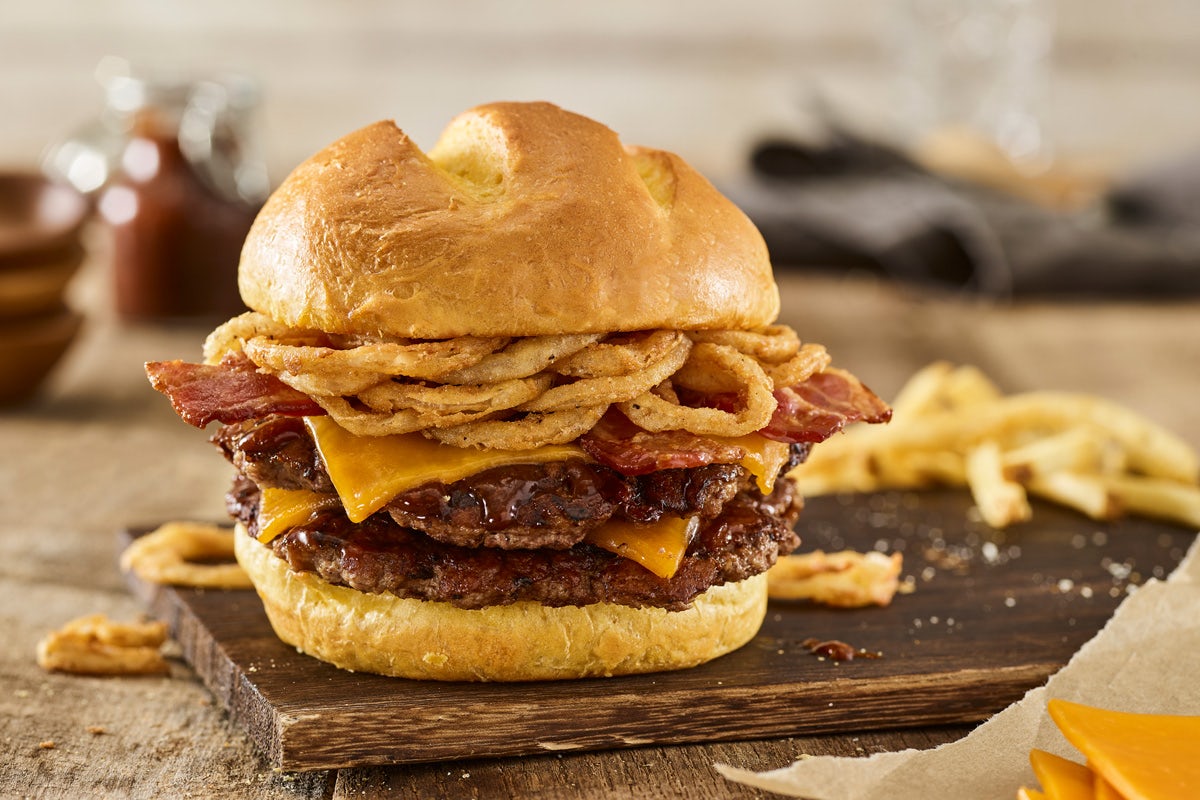 Order DOUBLE BBQ BACON CHEDDAR BURGER food online from Smashburger store, Cypress on bringmethat.com