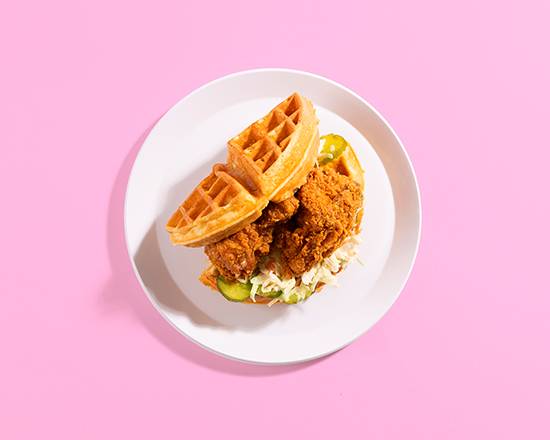 Order Fried Chicken and Waffle Sandwich food online from Wanna Waffle store, Fairburn on bringmethat.com