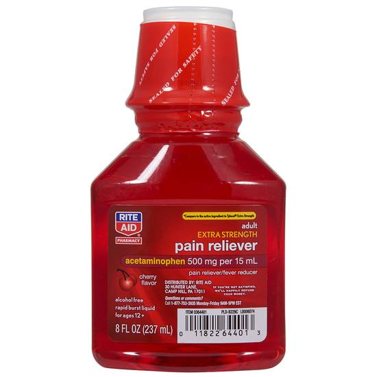 Order Rite Aid Adult Extra Strength Pain Reliever Cherry 500mg (8 oz) food online from Rite Aid store, Mammoth Lakes on bringmethat.com