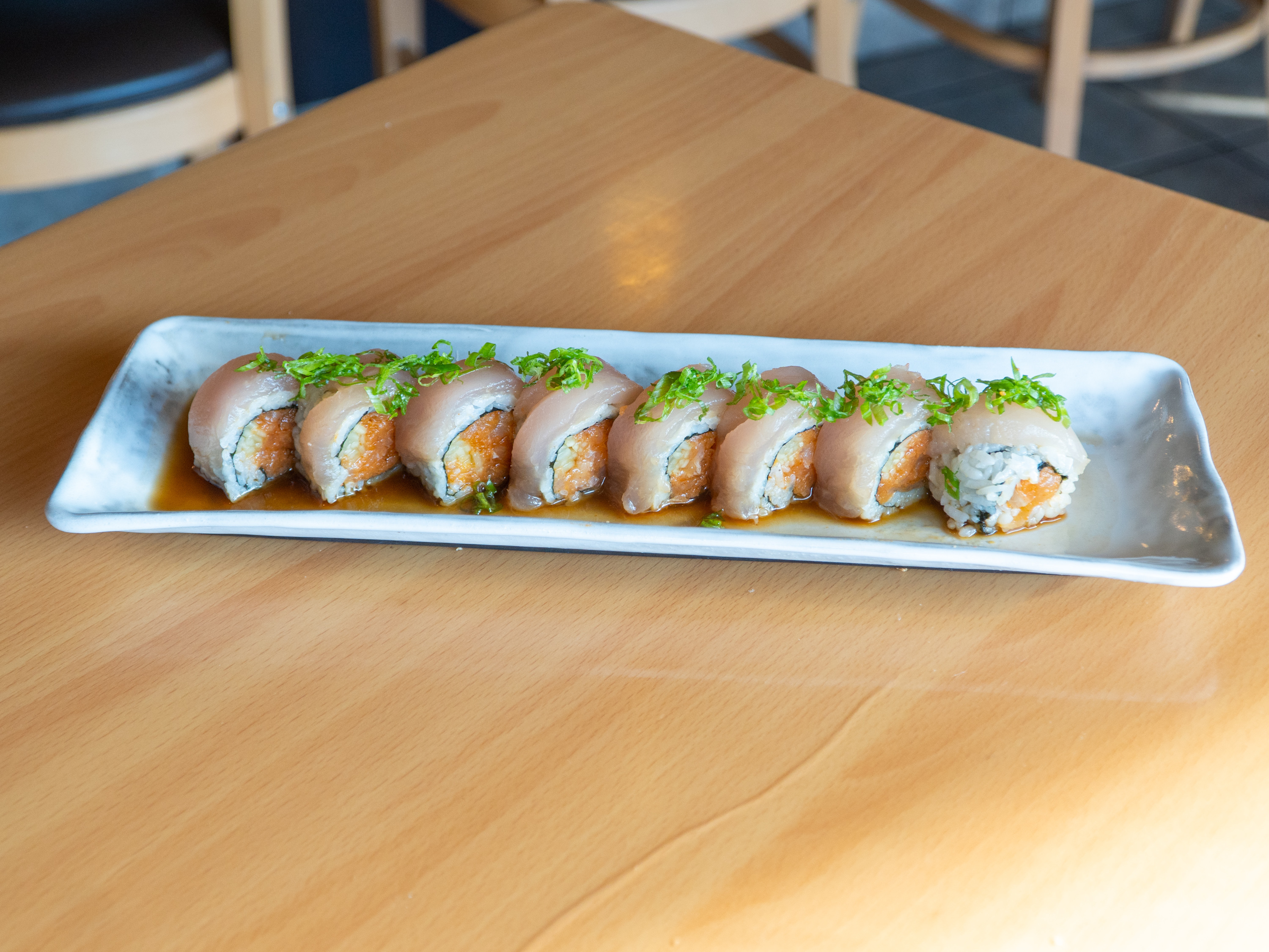 Order Albacore Delight Roll food online from Go Go Sushi store, Pasadena on bringmethat.com